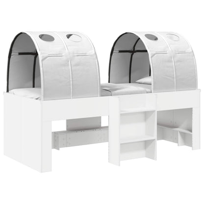Bed met Tunnel 4 pcs Wit Bewerkt hout
