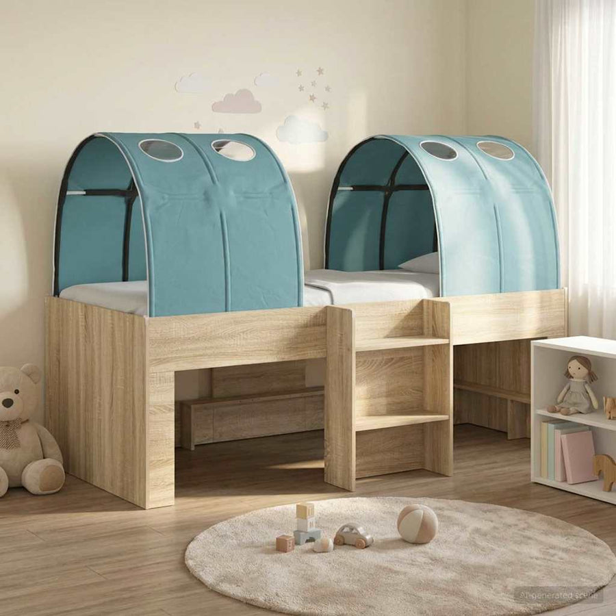 Bed met Tunnel 3 st Sonoma en Licht Blauw Bewerkt hout