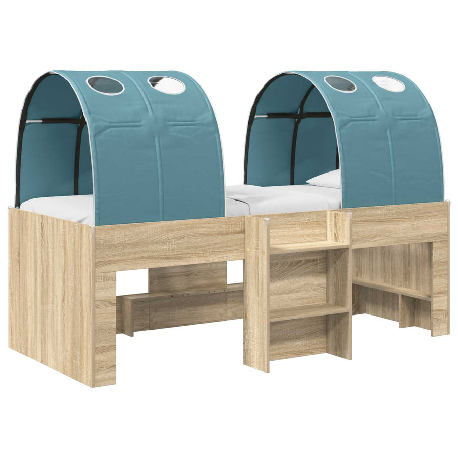 Bed met Tunnel 3 st Sonoma en Licht Blauw Bewerkt hout