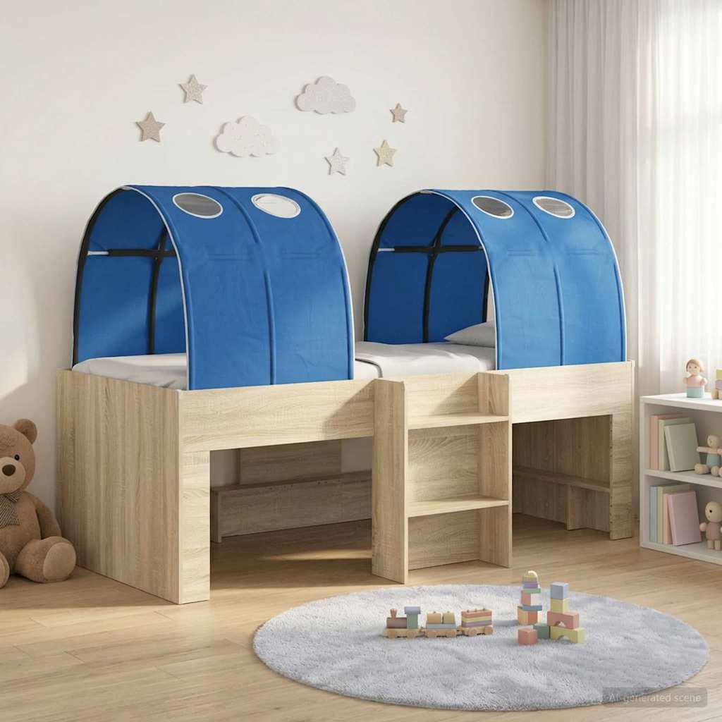 Bed met Tunnel 3 st Sonoma en Blauw Bewerkt hout