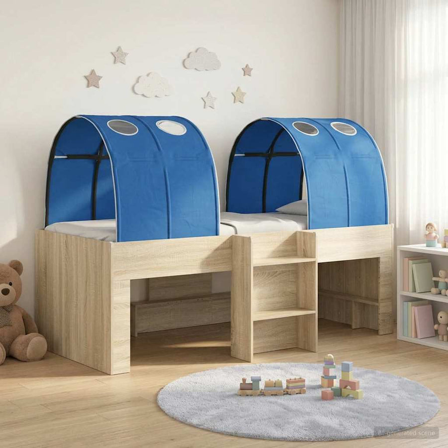 Bed met Tunnel 3 st Sonoma en Blauw Bewerkt hout