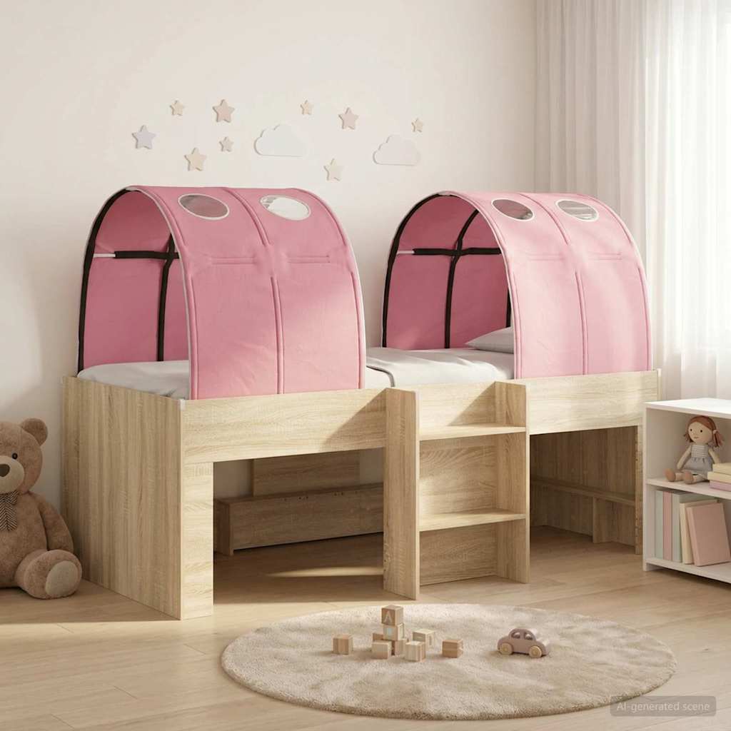 Bed met Tunnel 4 pcs Sonoma en Roze Bewerkt hout