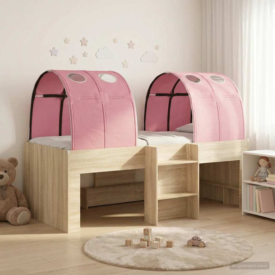 Bed met Tunnel 4 pcs Sonoma en Roze Bewerkt hout