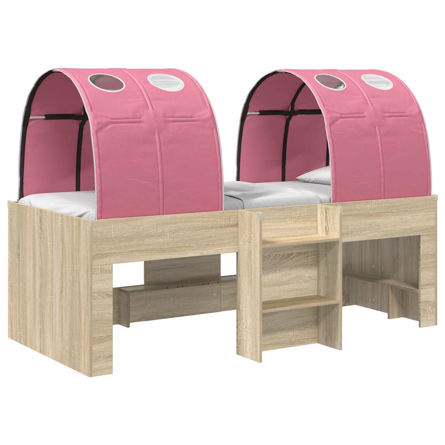 Bed met Tunnel 4 pcs Sonoma en Roze Bewerkt hout