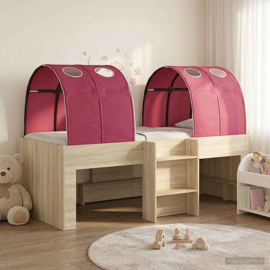 Bed met Tunnel 3 st Sonoma en Rood Bewerkt hout