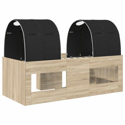 Bed met Tunnel 3 st Sonoma en Zwart Bewerkt hout