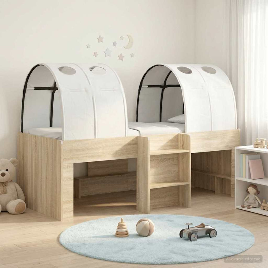 Bed met Tunnel 3 st Sonoma en Wit Bewerkt hout