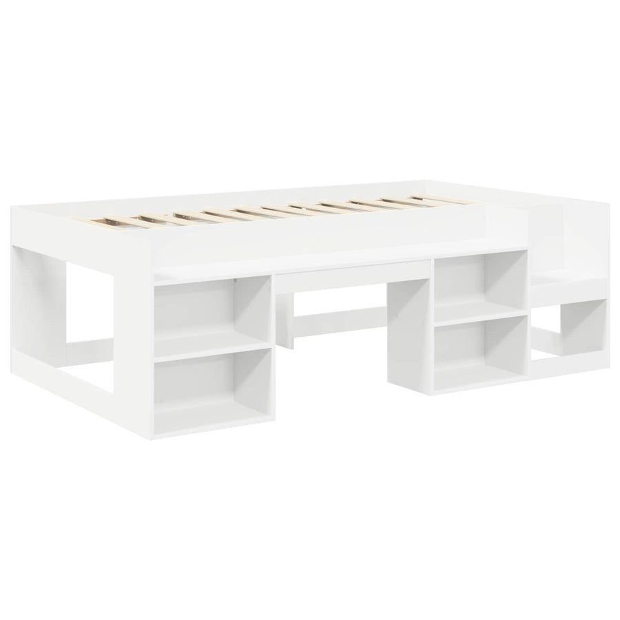 Bed met Tunnel 4 pcs Wit en Blauw Bewerkt hout