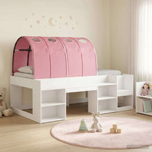 Bed met Tunnel 4 pcs Wit en Roze Bewerkt hout