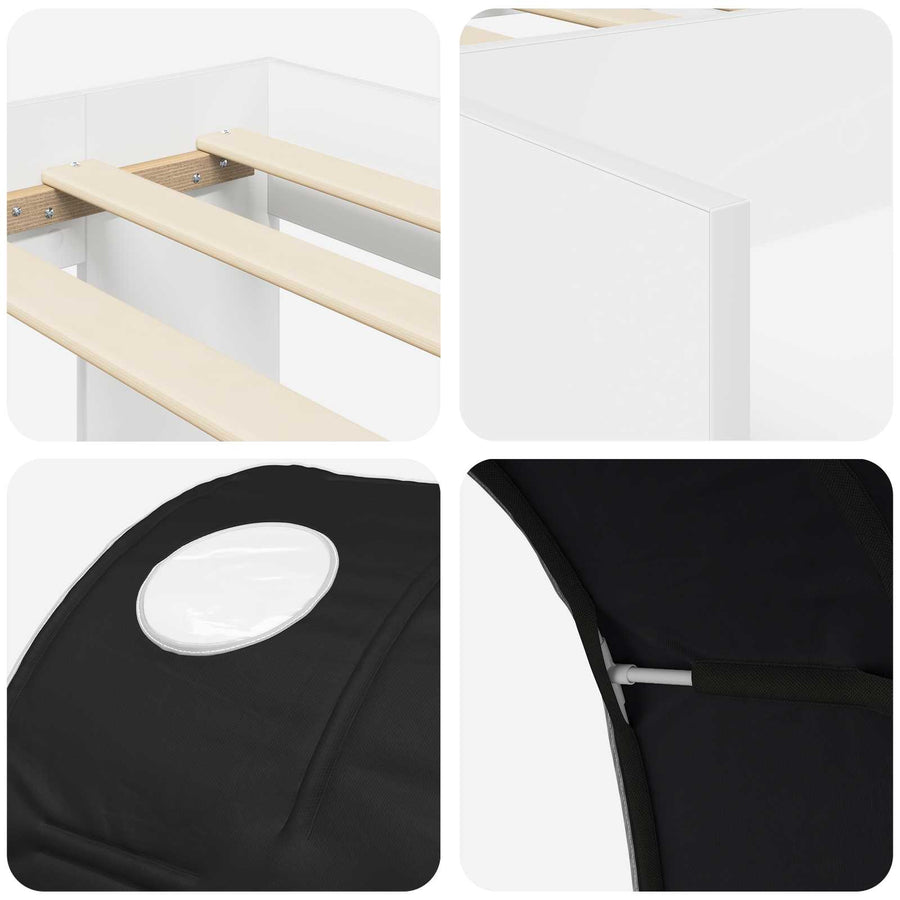 Bed met Tunnel 4 pcs Wit en zwart Bewerkt hout