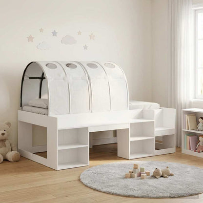 Bed met Tunnel 4 pcs Wit Bewerkt hout