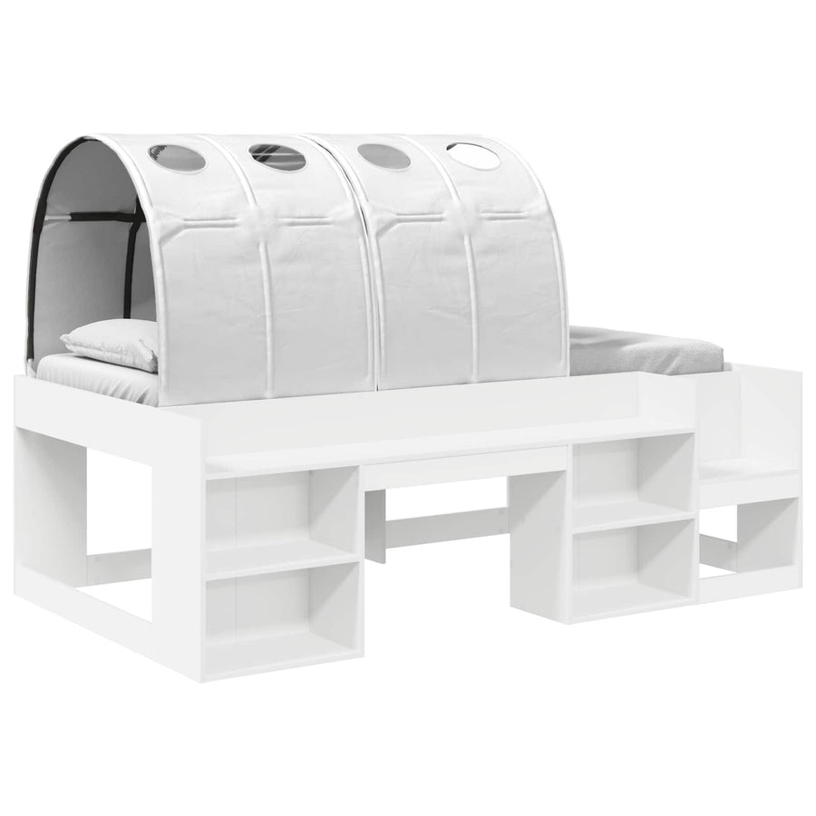 Bed met Tunnel 4 pcs Wit Bewerkt hout