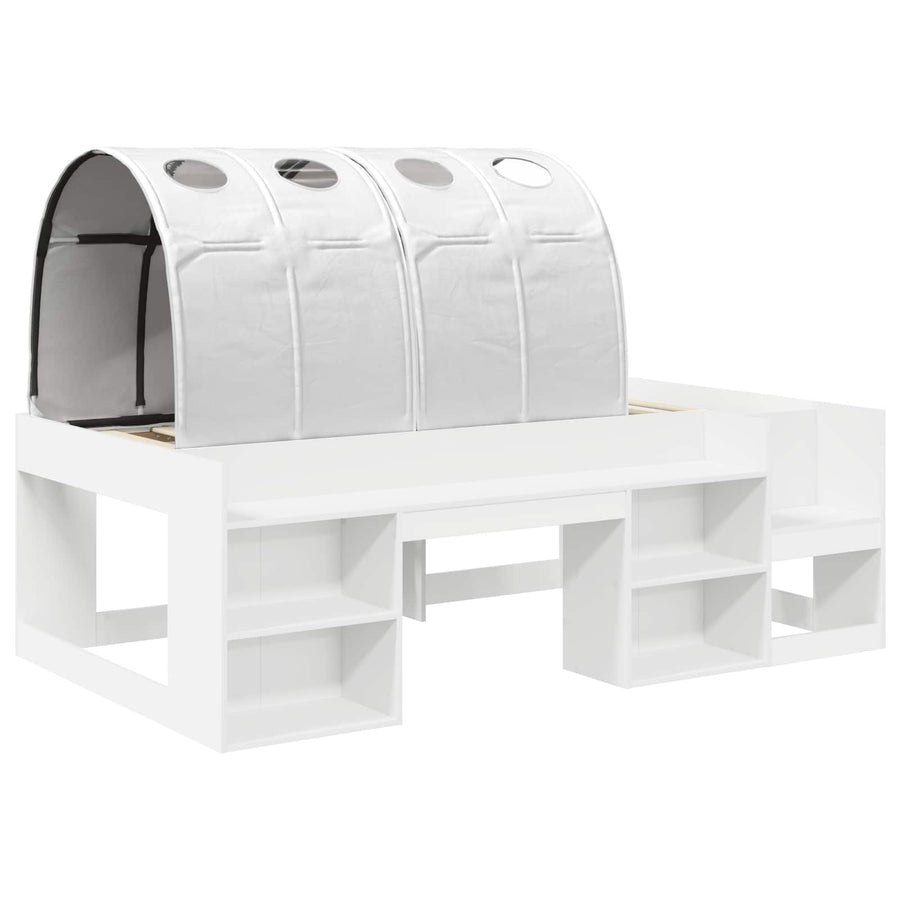 Bed met Tunnel 4 pcs Wit Bewerkt hout