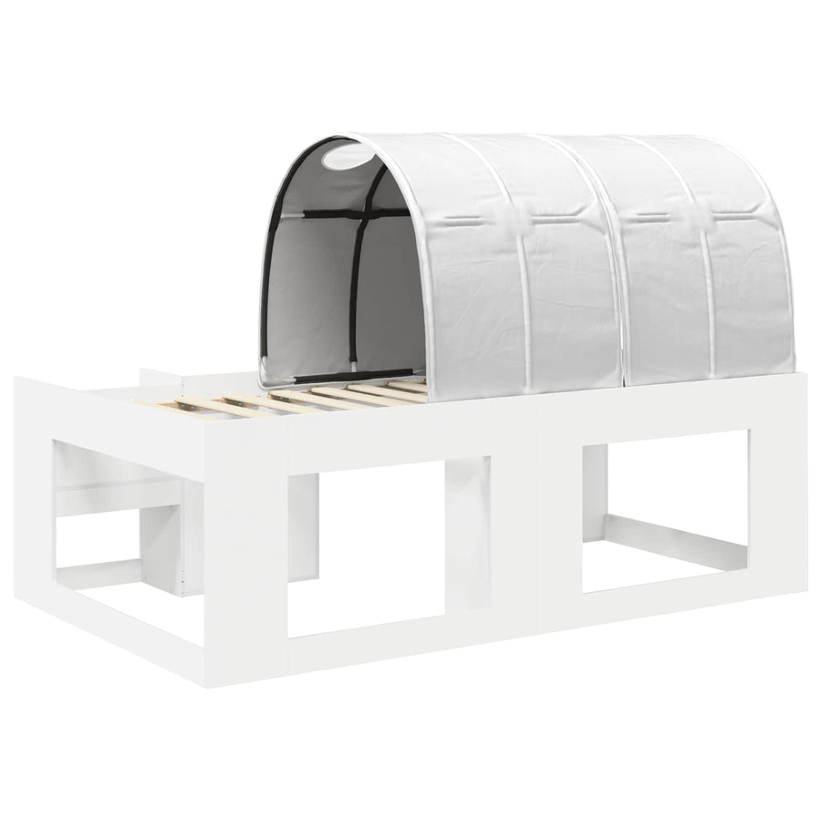 Bed met Tunnel 4 pcs Wit Bewerkt hout