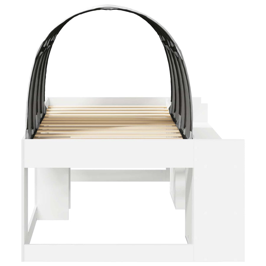 Bed met Tunnel 4 pcs Wit Bewerkt hout