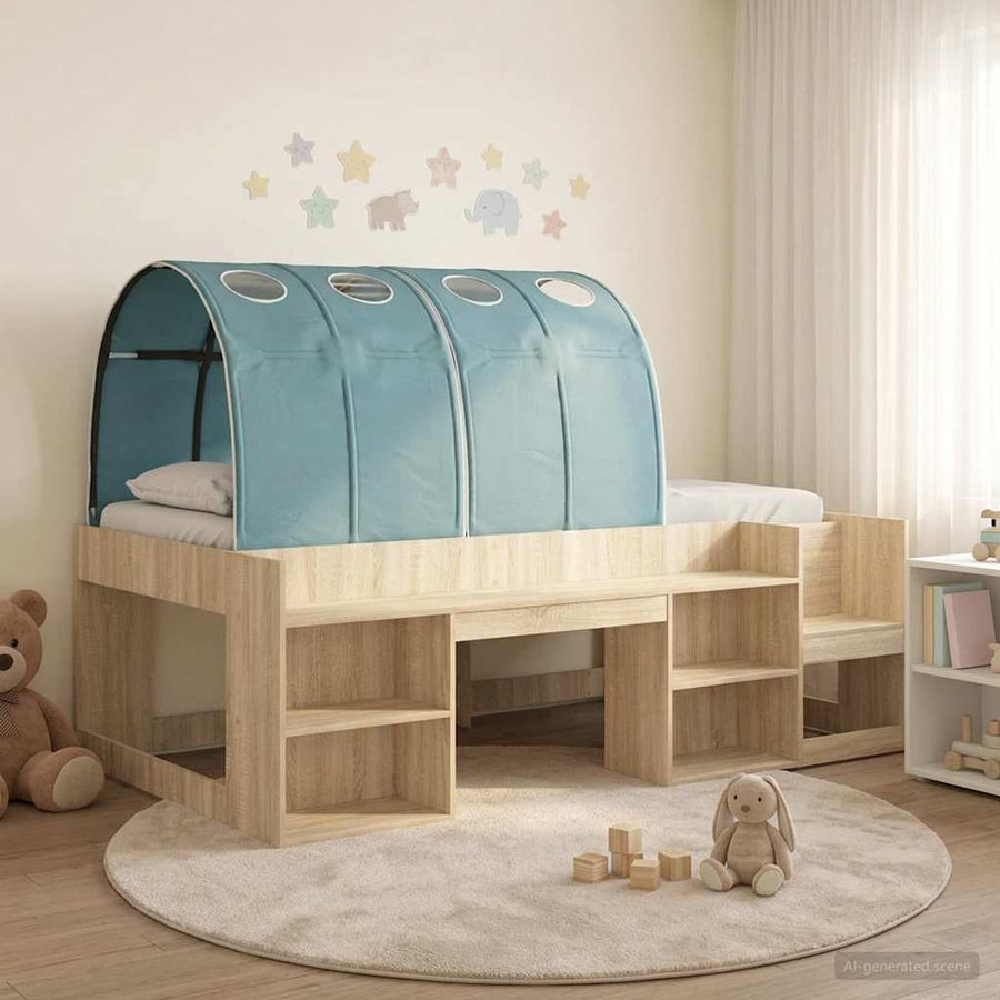 Bed met Tunnel 3 st Sonoma en Licht Blauw Bewerkt hout