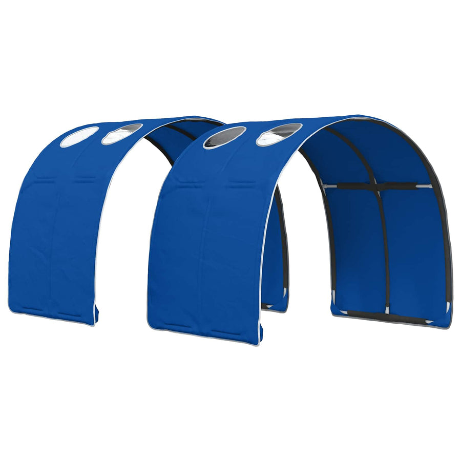 Bed met Tunnel met plank 3 st Sonoma en Blauw Bewerkt hout