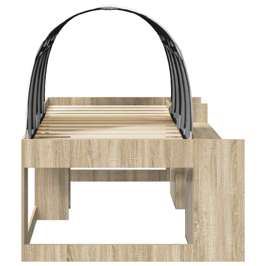 Bed met Tunnel met plank 3 st Sonoma en Wit Bewerkt hout