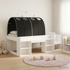 Kinderbed met opslag wit zwart bewerkt hout