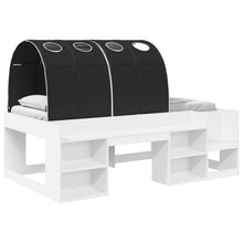 Hoge Bedframe voor Kinderen met Opslag Wit en zwart