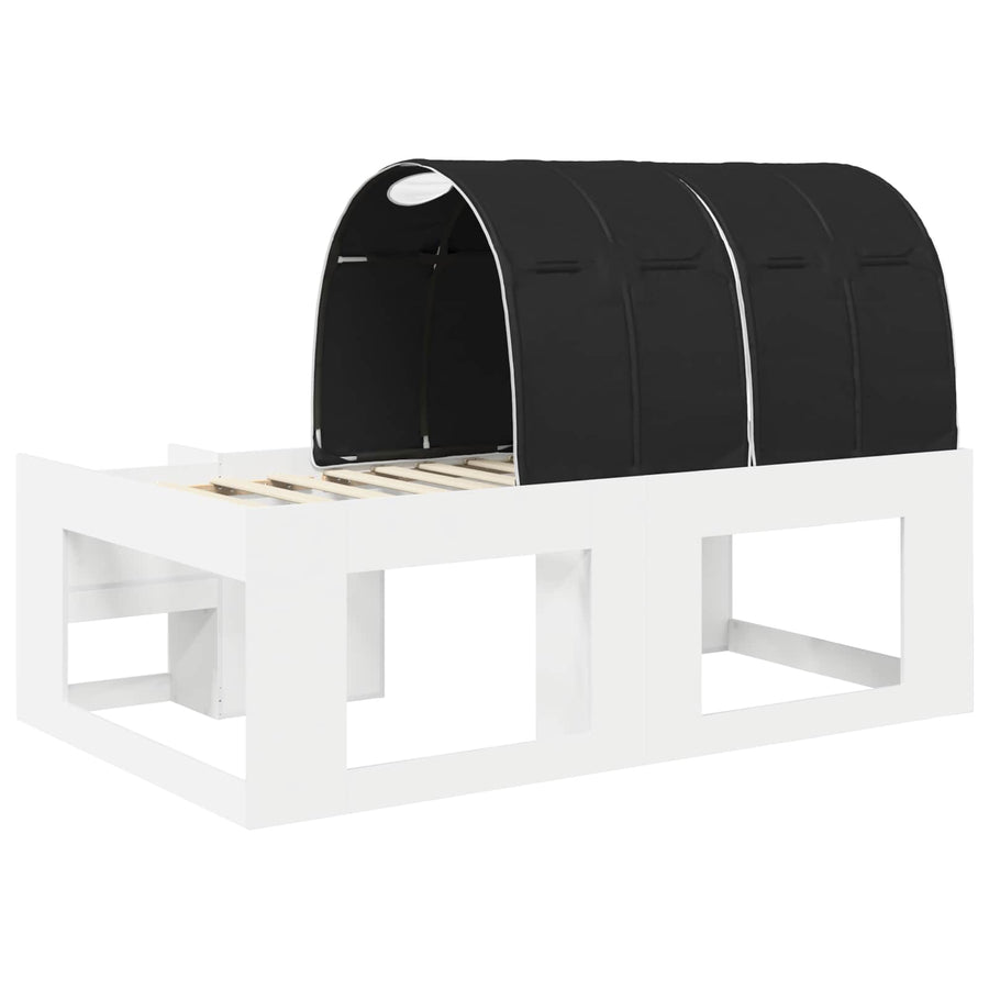 Hoge Bedframe voor Kinderen met Opslag Wit en zwart