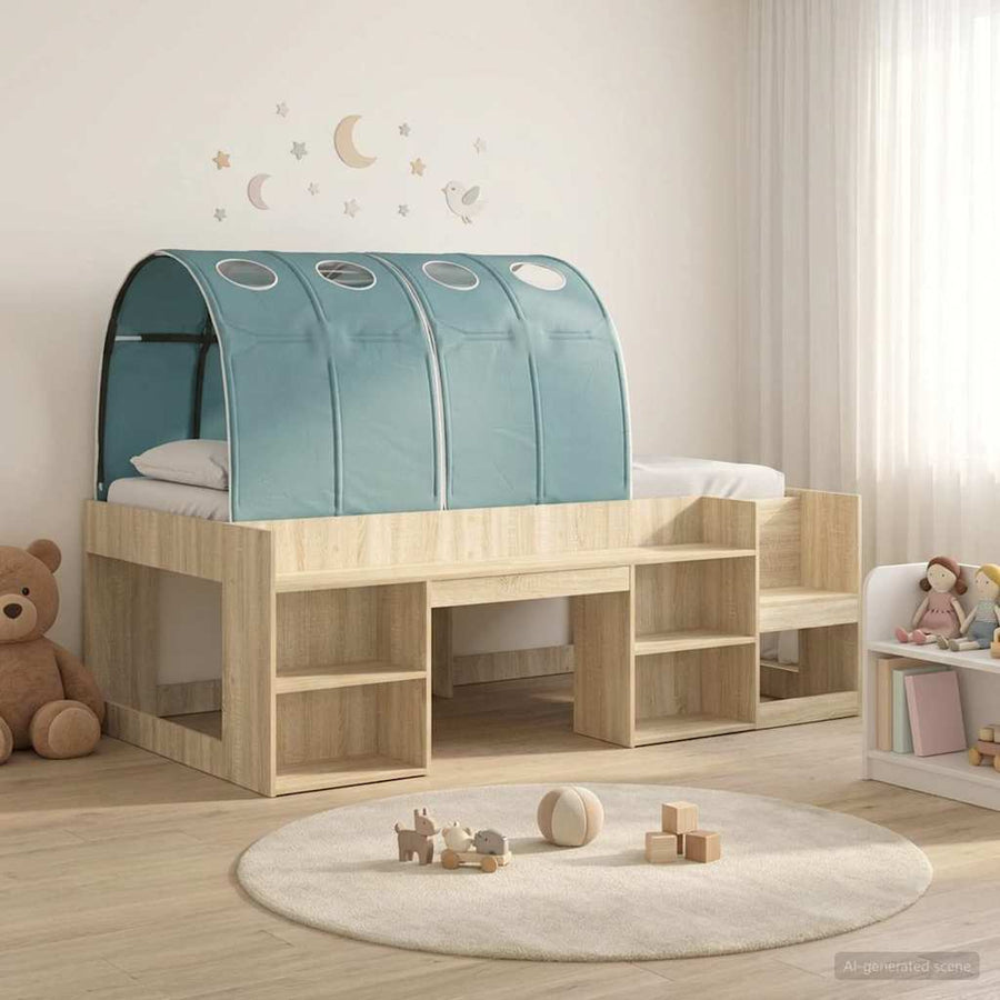Hoge Bedframe voor Kinderen met Opslag 3 st Bewerkt hout