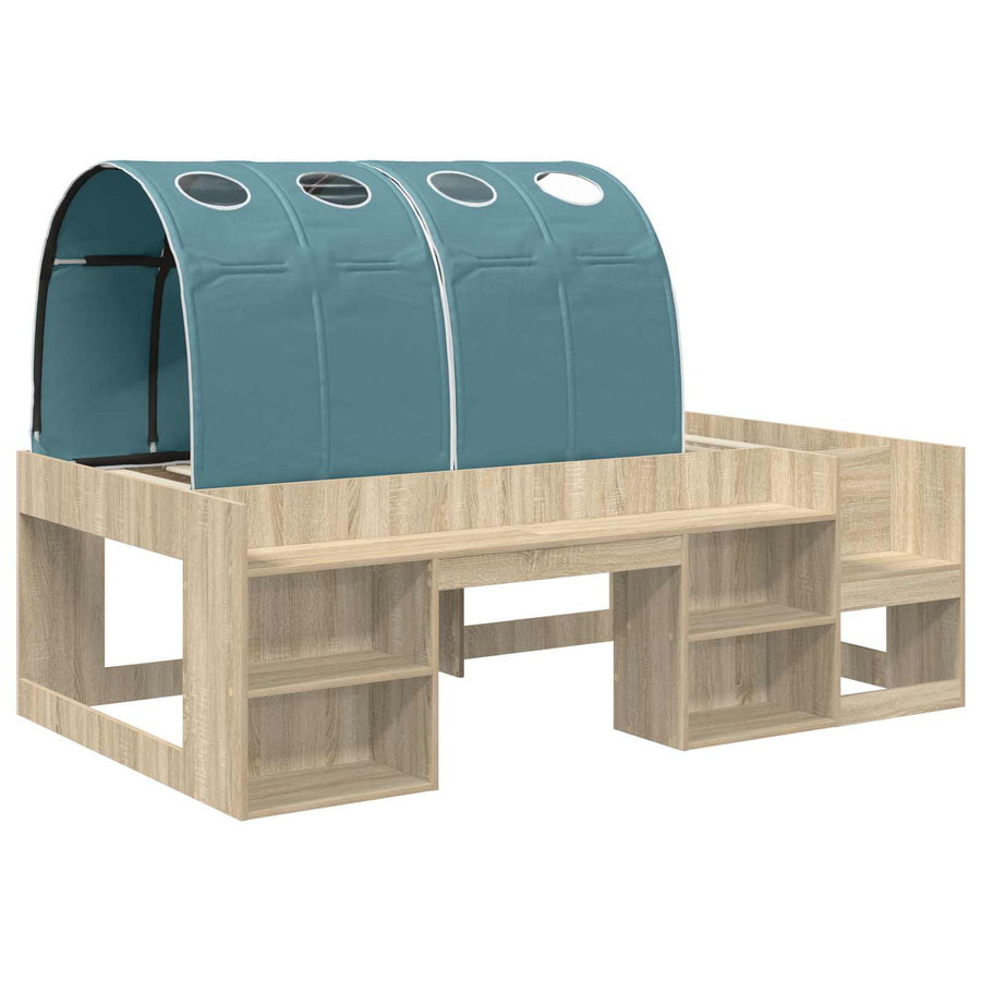 Hoge Bedframe voor Kinderen met Opslag 3 st Bewerkt hout