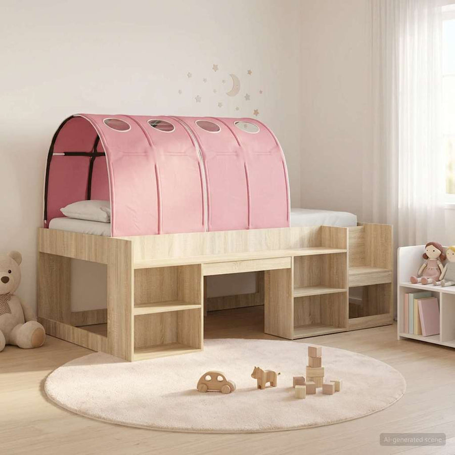 Hoge Bedframe voor Kinderen met Opslag 3 st Bewerkt hout
