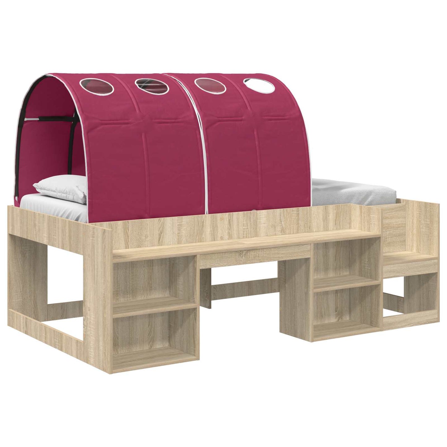 Hoge Bedframe voor Kinderen met Opslag 3 st Bewerkt hout