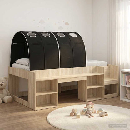 Hoge Bedframe voor Kinderen met Opslag 3 st Bewerkt hout