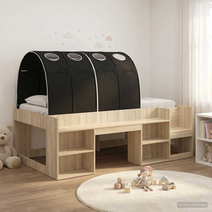 Hoge Bedframe voor Kinderen met Opslag 3 st Bewerkt hout
