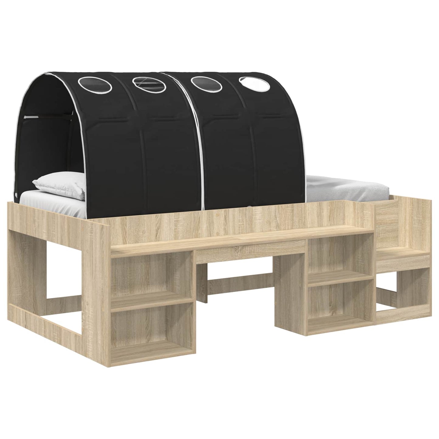 Hoge Bedframe voor Kinderen met Opslag 3 st Bewerkt hout