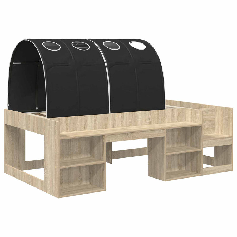 Hoge Bedframe voor Kinderen met Opslag 3 st Bewerkt hout