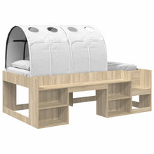 Hoge Bedframe voor Kinderen met Opslag 3 st Sonoma eiken en wit