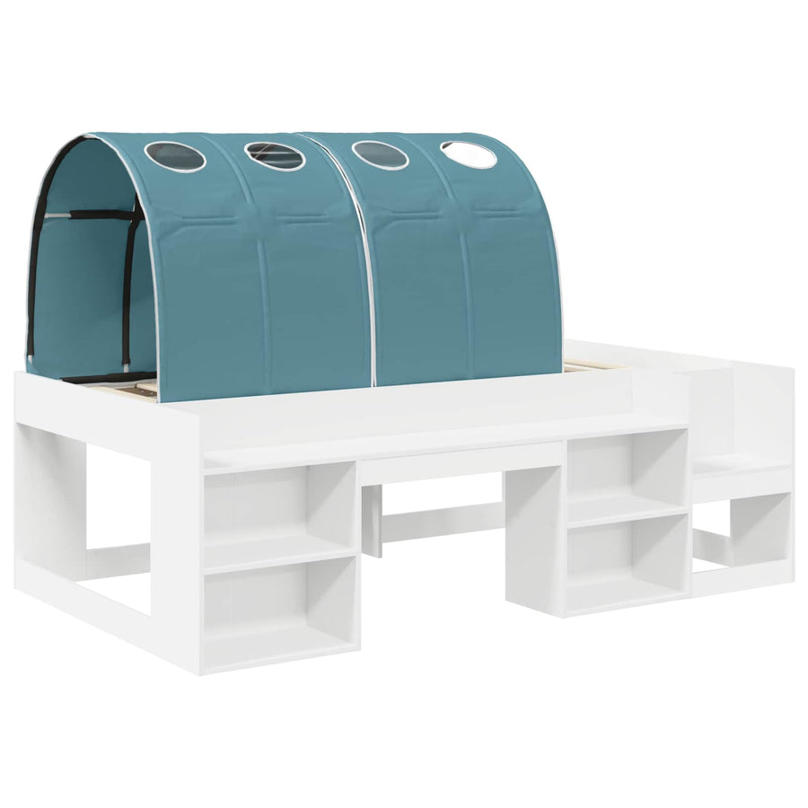 Bedframe met tunnel 3 pcs Wit en Lichtblauw Geconstrueerd hout