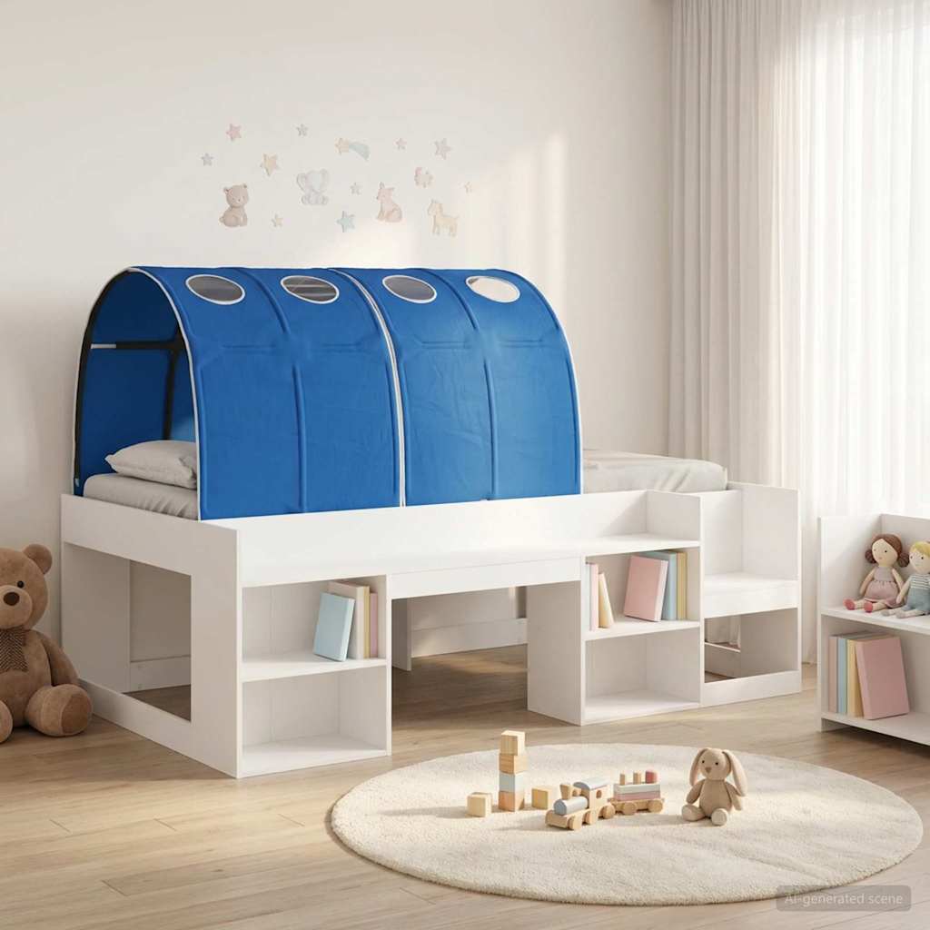 Bedframe met tunnel 3 pcs Wit en Blauw Geconstrueerd hout