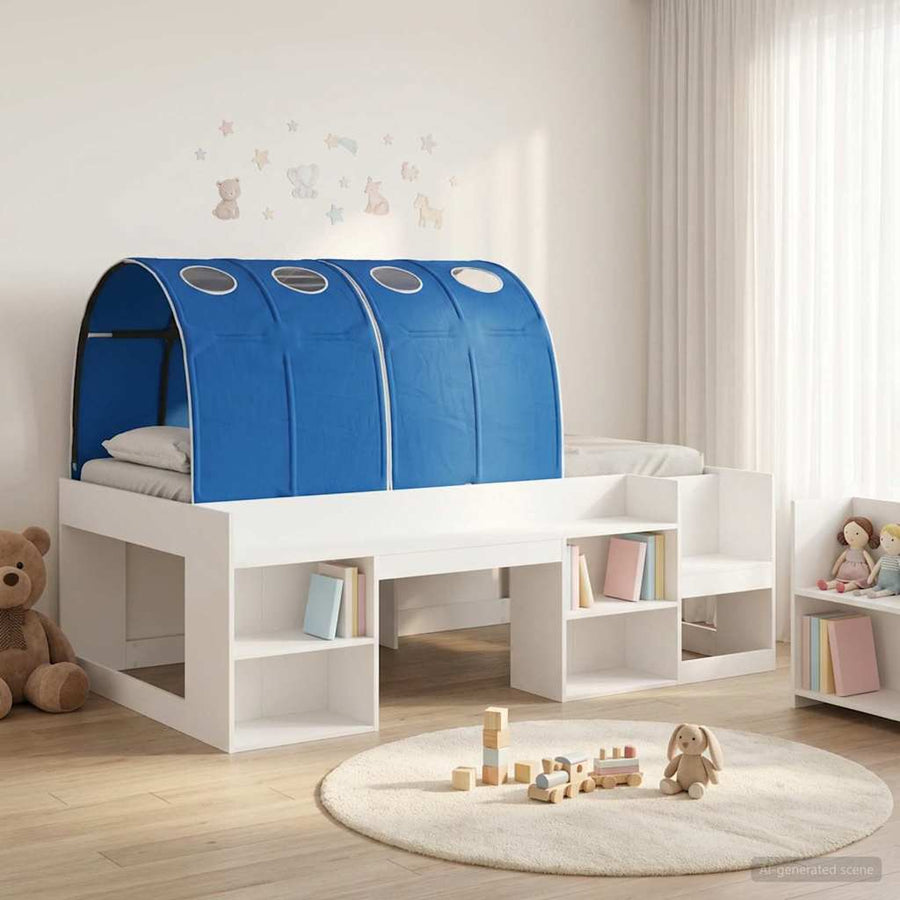 Bedframe met tunnel 3 pcs Wit en Blauw Geconstrueerd hout