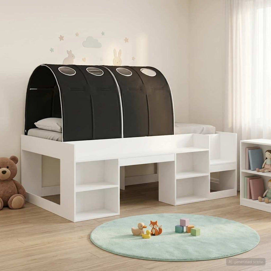 Bedframe met tunnel 3 pcs Wit en zwart Geconstrueerd hout