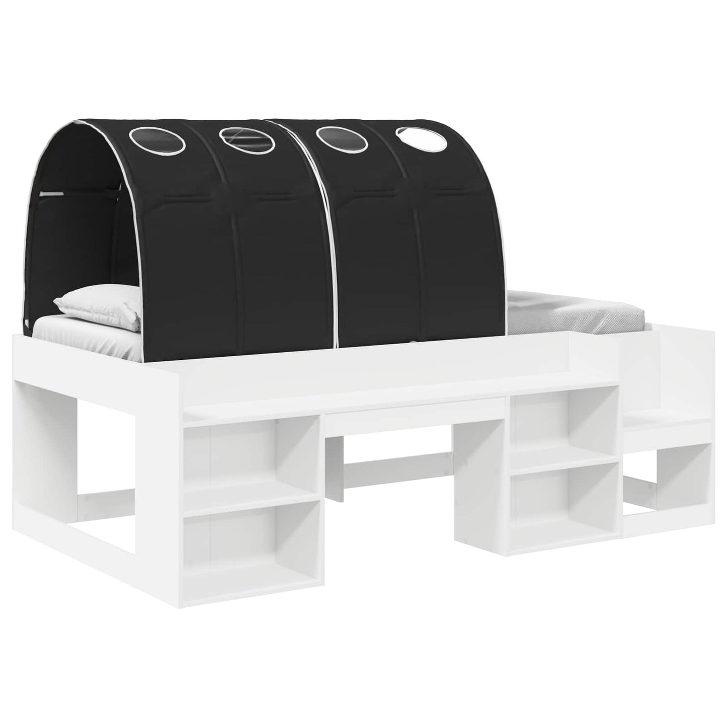 Bedframe met tunnel 3 pcs Wit en zwart Geconstrueerd hout