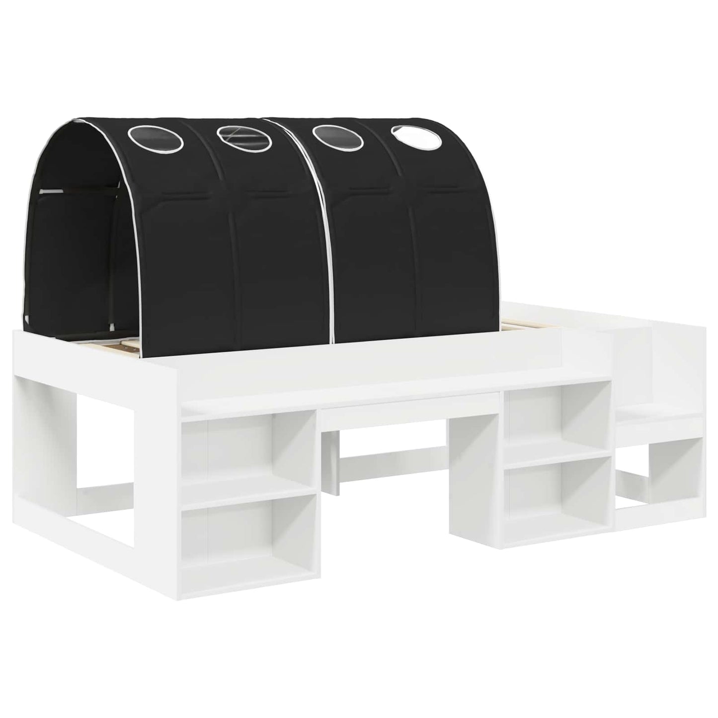 Bedframe met tunnel 3 pcs Wit en zwart Geconstrueerd hout