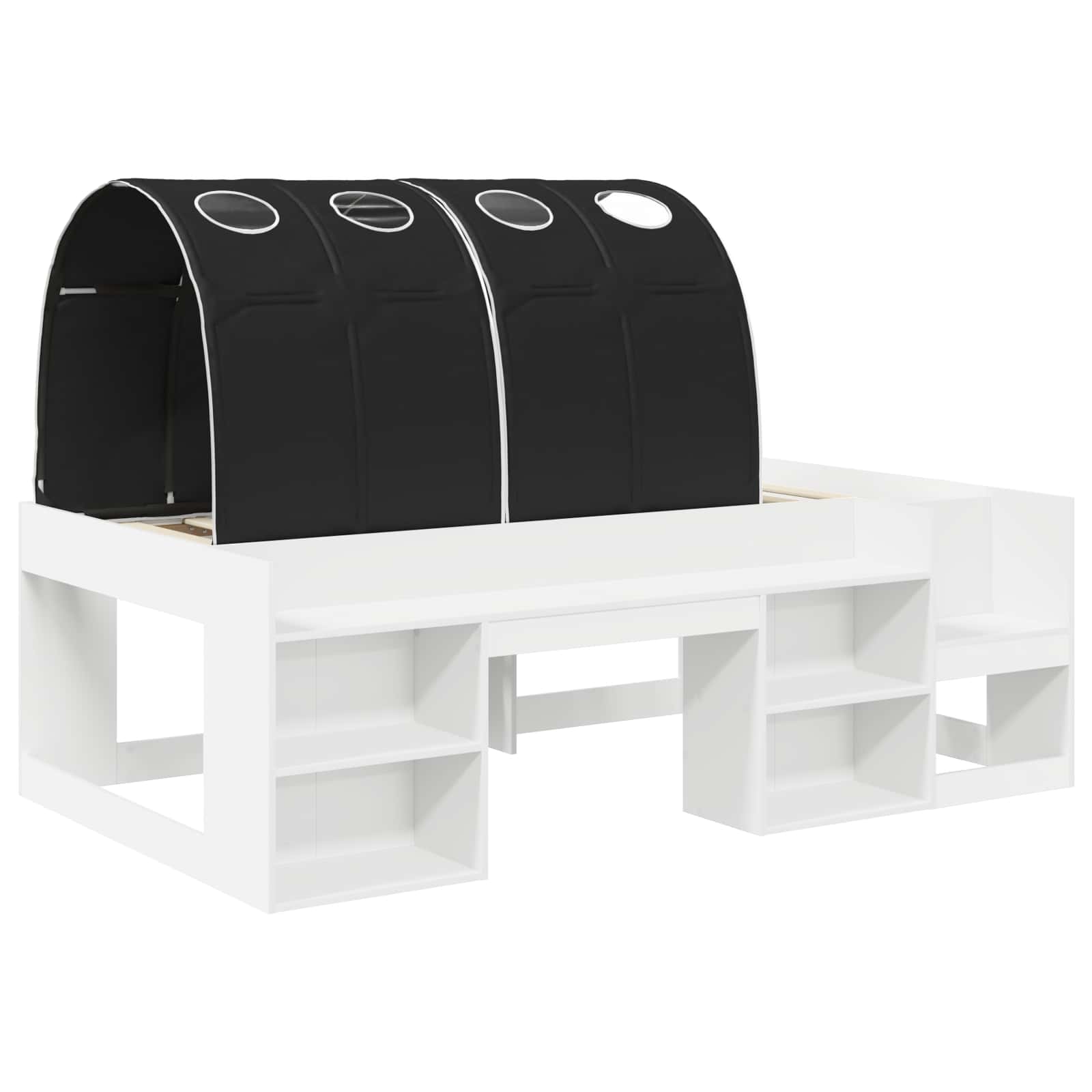 Bedframe met tunnel 3 pcs Wit en zwart Geconstrueerd hout