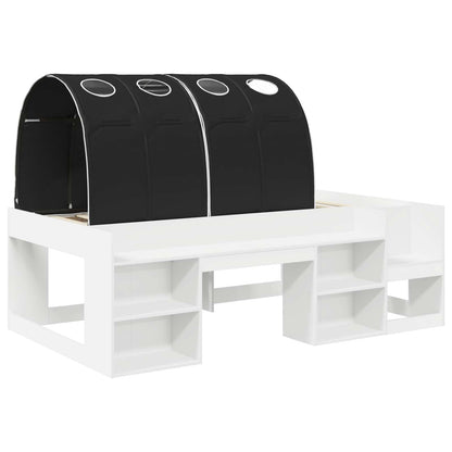 Bedframe met tunnel 3 pcs Wit en zwart Geconstrueerd hout