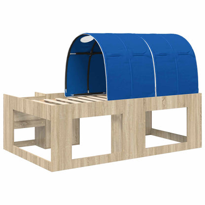 Bedframe met tunnel met plank 3 st Sonoma eiken en blauw