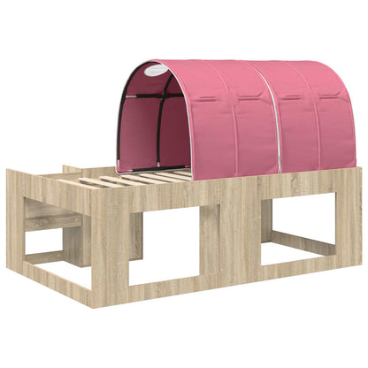 Bedframe met tunnel met plank 3 st Sonoma eiken en roze
