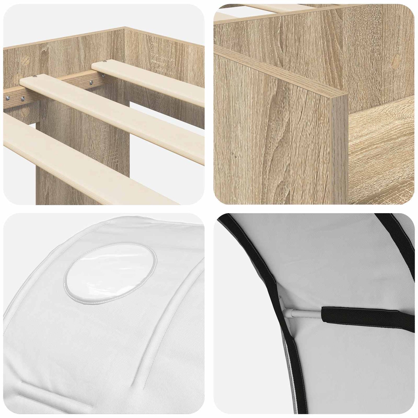Bedframe met tunnel 3 st Sonoma eiken en wit Geconstrueerd hout