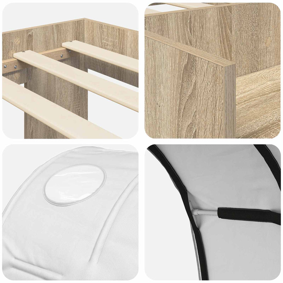 Bedframe met tunnel 3 st Sonoma eiken en wit Geconstrueerd hout