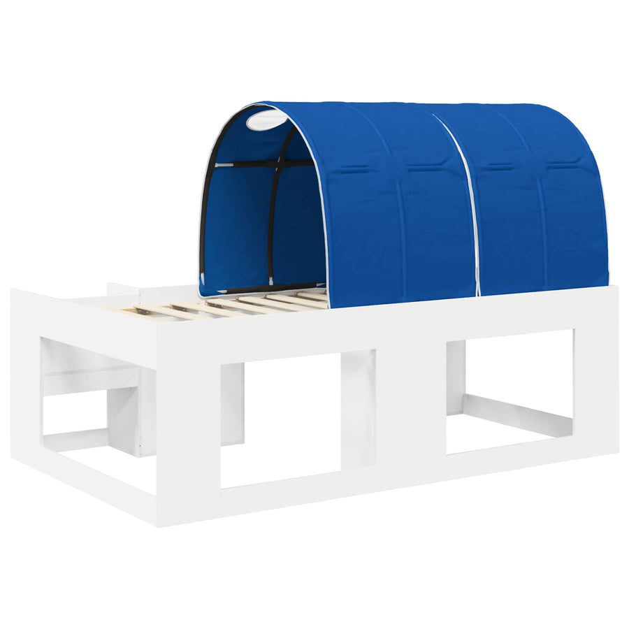 Bedframe met tunnel met plank 3 pcs Wit en Blauw Bewerkt hout