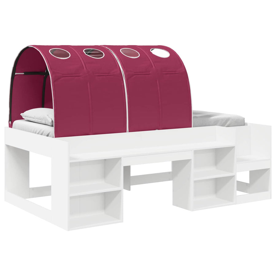 Bedframe met tunnel met plank 3 pcs Wit en Rood Bewerkt hout