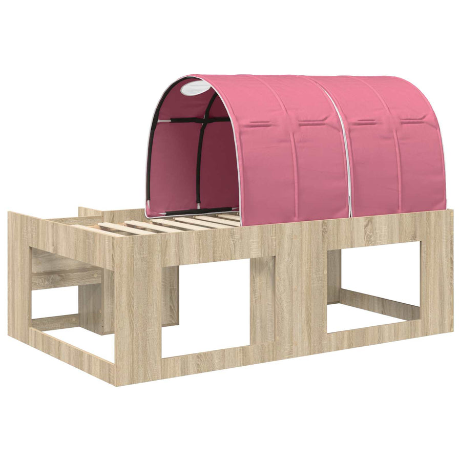 Bedframe met tunnel 3 st Sonoma eiken en roze Bewerkt hout