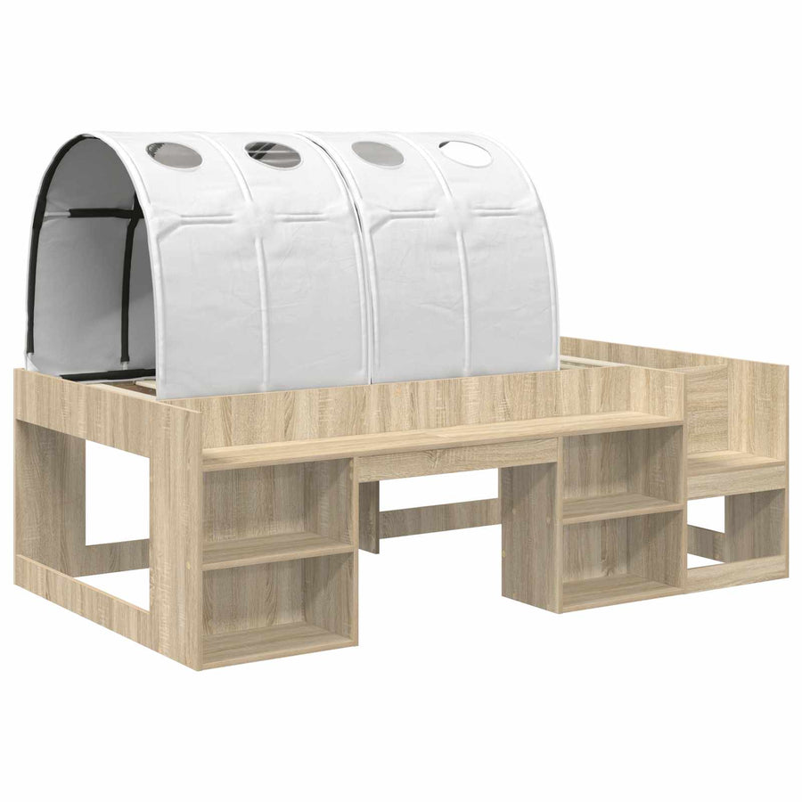 Bedframe met tunnel 3 st Sonoma eiken en wit Bewerkt hout